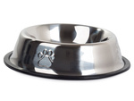 Cuenco metalico para perro gato plata sobre caucho 0.15l