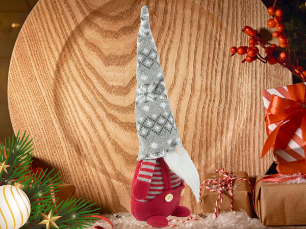 FANTOMĂ DE CRISTAL FANTOMĂ ROȘIE CU BARBĂ DE CRISTAL 38cm moale