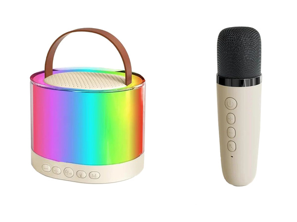 Karaoke set 2x bezdrátový mikrofon přenosný bluetooth reproduktor rgb