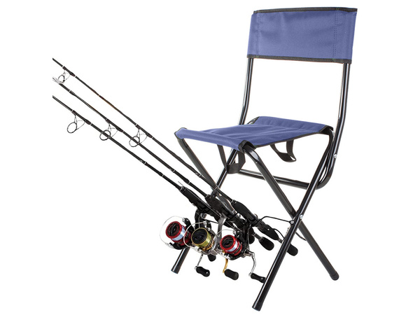 Fishing chair backrest with rod holder