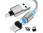 Magnetický nabíjecí kabel 3w1 micro typ-c usb lightning 1m