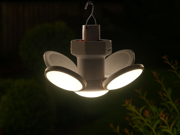 Skladacia led solárna kempingová lampy pre záhradný háčik, turistický stan