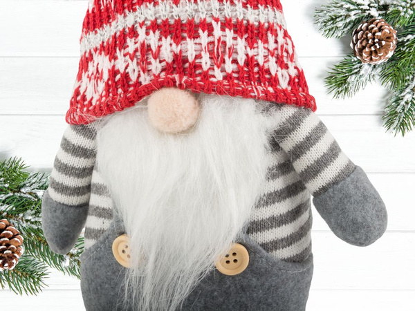 Noël GHOST Gnome gris avec barbe de sapin de Noël 38cm Doux