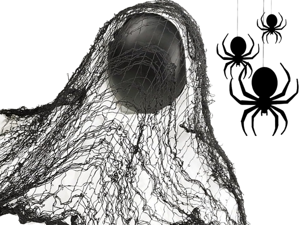 Umelá veľká čierna pavučina halloween dekorácie 2 kusy