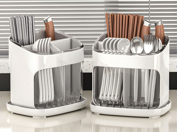 Organizers tray for cutlery dryer stand for kitchen with drainage 4 compartments