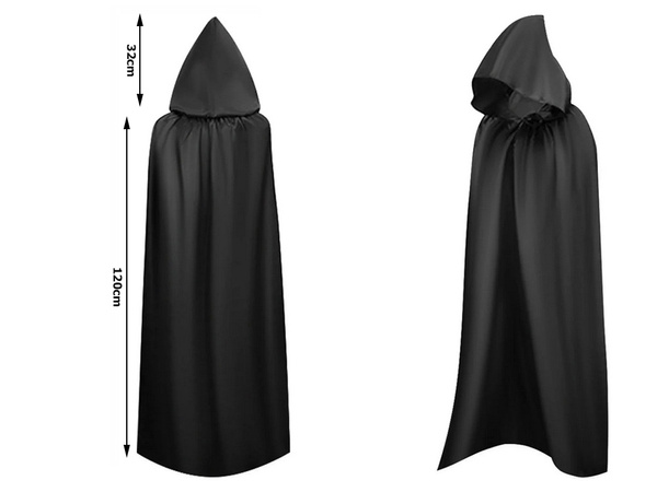 Cape halloween longue cape noire avec capuchon déguisement costume