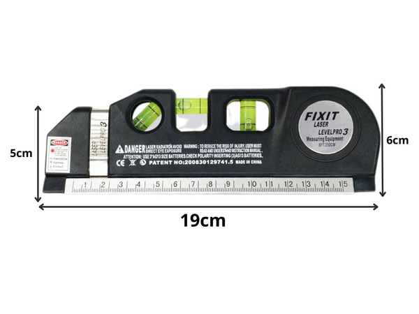 PRECÍZIÓS LÉZERES VÍZMÉRTÉK 2.5M-ES MÉRŐSZALAGGAL LÉZER 3 LED ÜZEMMÓD USB