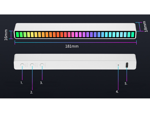 Usb vodil zvočni odziv večbarvni neonski trak rgb vodil utripajočo baterijo