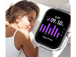 Montre connectée pour femme et homme, bracelet en caoutchouc, sport, Bluetooth, appels, gris