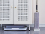 Mopa plana de microfibra con escurridor y cubo plegable desmontable para suelos.