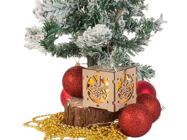 Lemn agățat lanternă copac de crăciun iluminat crăciun ornament clopote