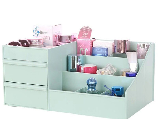 Sicriu cosmetice organizator bijuterii container cu două sertare
