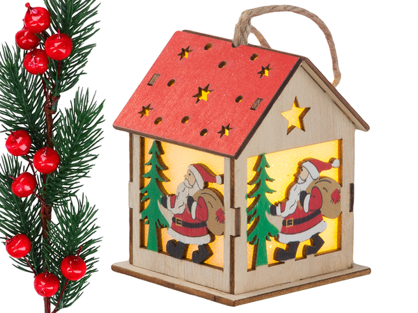 Hölzerne hängende weihnachtsbaumlaterne beleuchtung weihnachtsdekoration mickey
