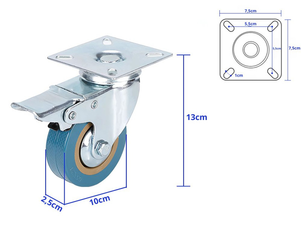 Möögisvirtuuri ratas 4 tolline romanic brake metallvirtuuri ratas 100mm