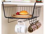 Metal basket under cabinet top 5 hooks paper holder