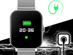 Inteligentné hodinky pre ženy a mužov s gumovým remienkom, športové, Bluetooth, volania, sivé