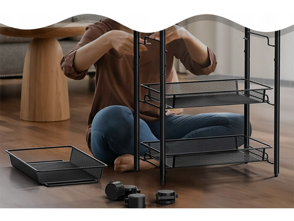 Baie raft bucătărie cabinet pe roți metal rack trei niveluri 3