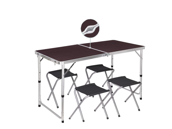 Folding camping table tourist table set with 4 chairs garden table