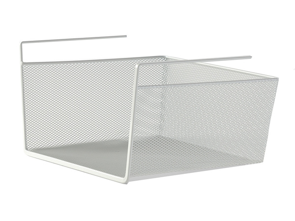 KOVOVÝ KOŠ ZAVĚŠENÝ NA KUCHYŇSKÉ POLICI ZÁVĚSNÝ POLICOVÝ ORGANIZÉR