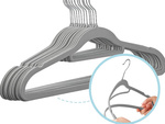 Velour clothes hangers grey anti-slip set of 20 pieces