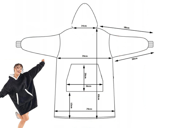 Teplá mikina oversize deka xxl 2v1 hrubá kožušina mäkká kapucňa župan