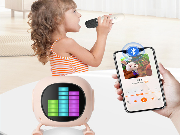 Bluetooth karaoke zvočnik z mikrofonom led barvni kvadrati rgb glasba