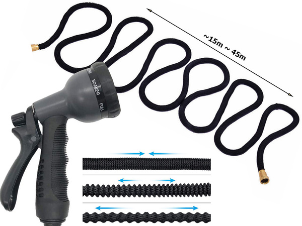 Dārza šļūtene 45 m stieptie savienojumi gun hook