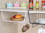 Metal basket under cabinet top 5 hooks paper holder