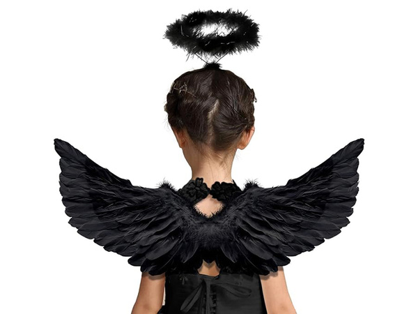 Pene aripi de înger negru basm costum cosplay halloween deghizare