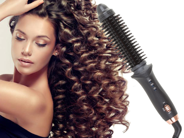 Curling iron styling brush curls