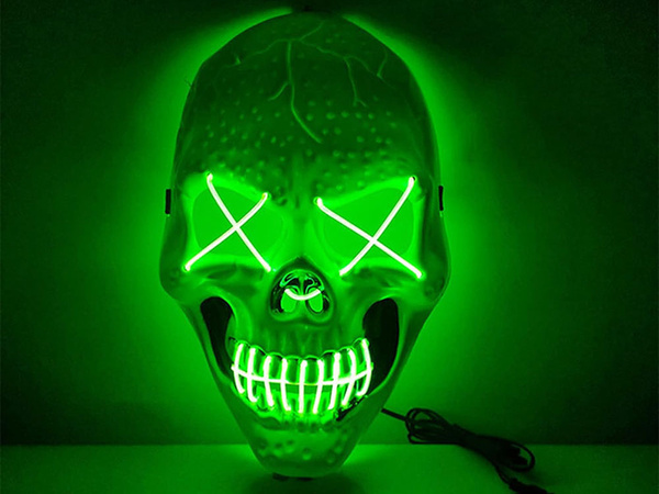 Viedol lebka maska halloween žiariace led strany