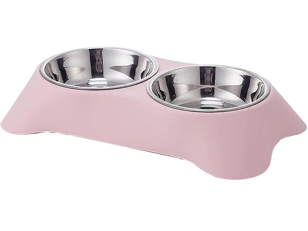 Double bowl for dog cat metal 2 bowls buffet
