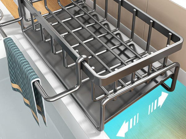 Cesta para fregadero organizador para esponjas líquido utensilios de cocina escurridor metálico