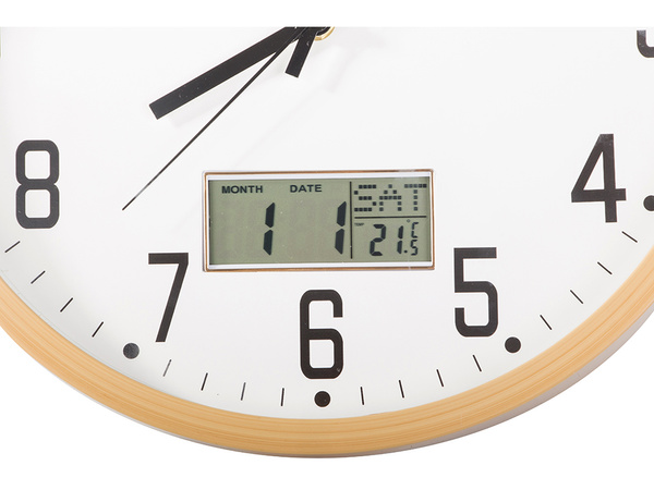 Ceas de perete mare silențios 30cm rotund indicator data temperatura secunde