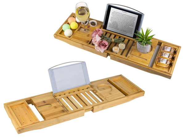 Półka na wannę regulowana duża bamboo spa nakładka