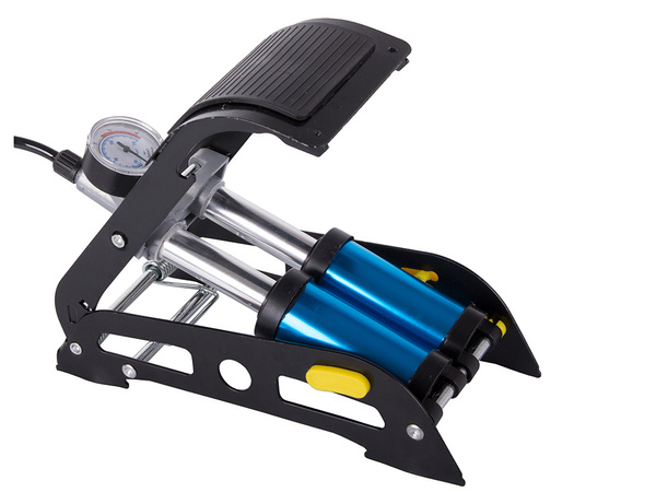 Pompă de picior auto dublu piston capse de capăt biciclete auto pentru bile saltea