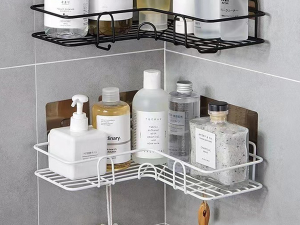 Loft esquina baño ducha estante gancho colgante blanco