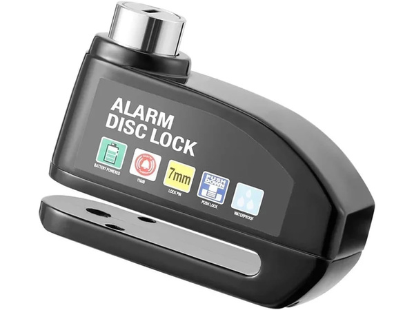 MOTORCYCLE LOCK WITH 110 DB ALARM FOR BRAKE DISC MOTION SENSOR