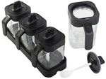 Glass spice containers with food spoon set of 3 pieces