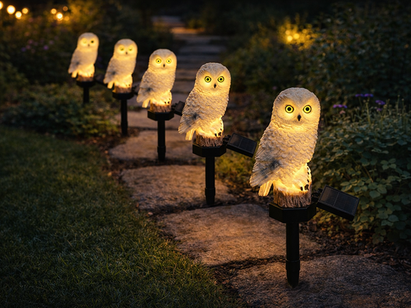 SOLÁRNÍ LED LAMPY SOWA ZAHRADNÍ VELKÁ LAMPY ZAHRADNÍ DEKORACE