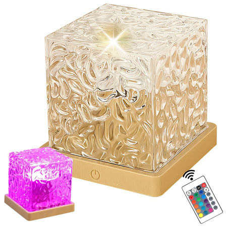 Lumină de cristal rgb cu telecomandă usb cub de pat decorativ atmosferic
