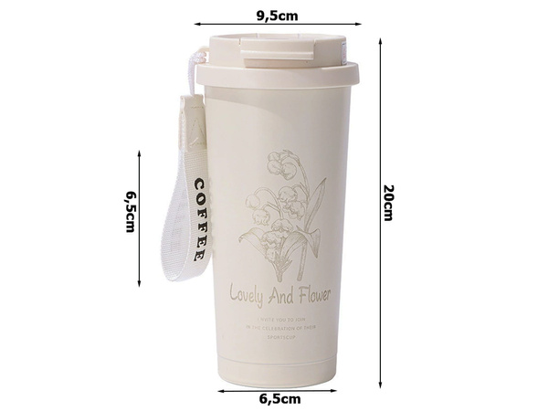 Tasse thermique 530 ml avec paille et poignée en acier, thermos pour boissons chaudes et froides
