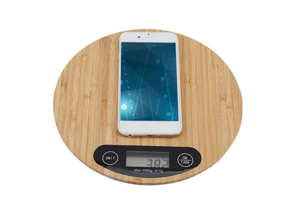 Electronic electronic bambus kitchen weights lcd household flat tape up to 5kg