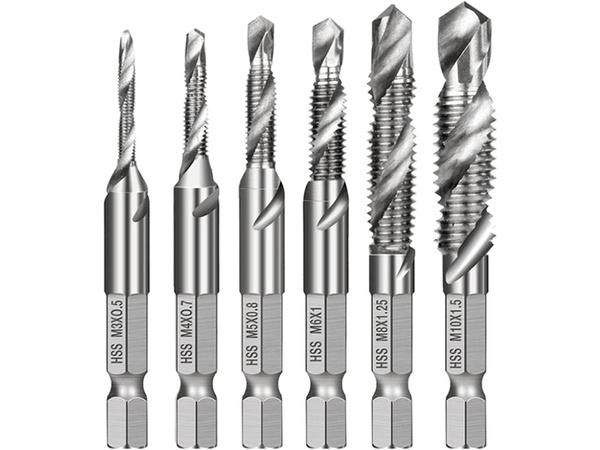 M3-10m šešiakampių sriegimo grąžtų rinkinys 6 vnt.