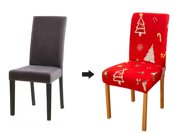 Housse de Noël pour chaise décorative universelle Père Noël avec élastique