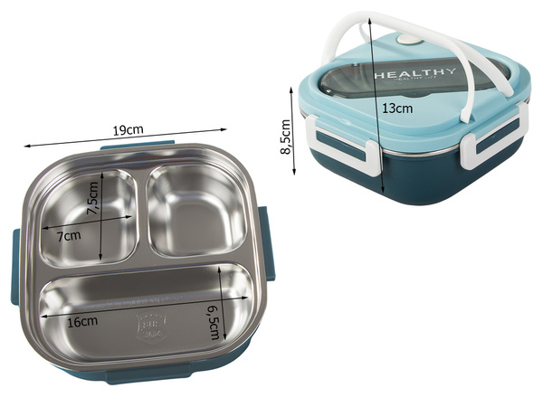 Caja para el desayuno con separadores recipiente para cubiertos lunchbox para microondas 1000 ml