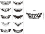 Tatouage halloween fausses dents réaliste lavable déguisement temporaire