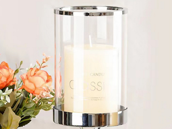 Suport lumânări glamour metal cristal sticlă set crom 3 buc