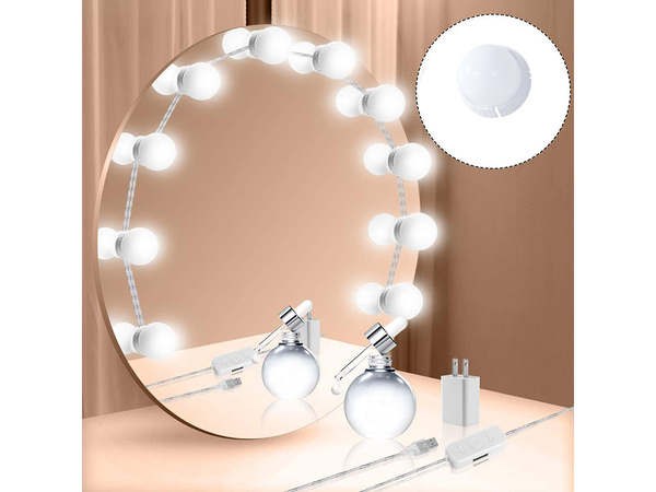 Led tualetes galds spogulis gaismas make-up komplekts 10gab