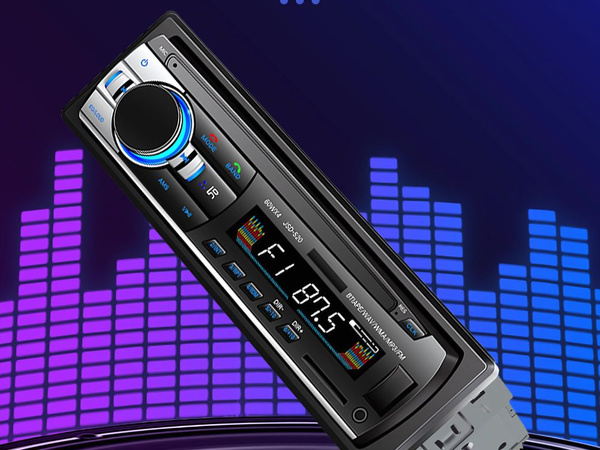 Avtomobilski radio bluetooth usb aux sd 1-din mikrofon + pilot 4 x 60w